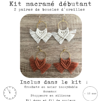 Kit macramé débutant 2 paires de boucles d'oreilles