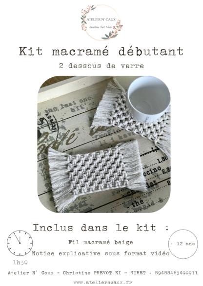 Kit macramé débutant deux dessous de verre