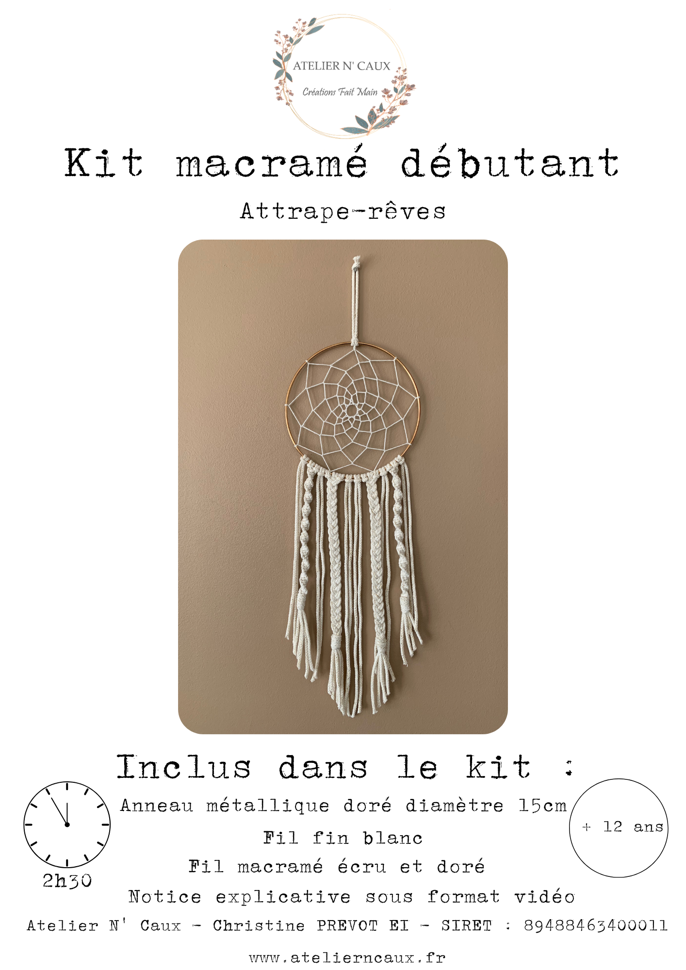 Kit macramé débutant attrape-rêves